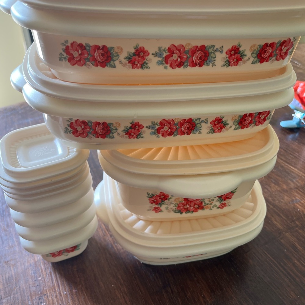 The Pioneer Woman Floral Food Storage Set - Cream and Red